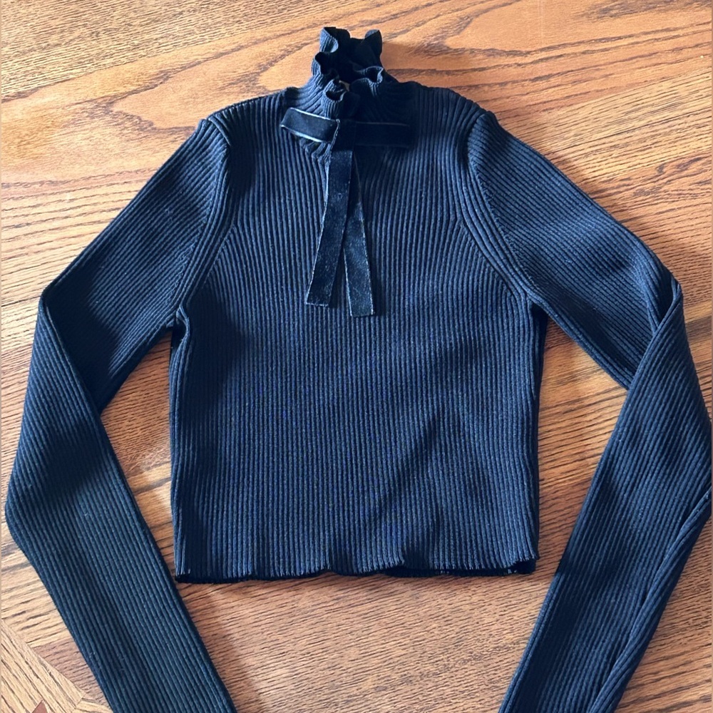 Zara Ribbed Black Top
